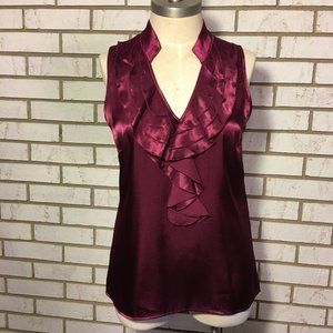 NY & Co. | Maroon Ruffle Front Sleeveless Top SZ 6